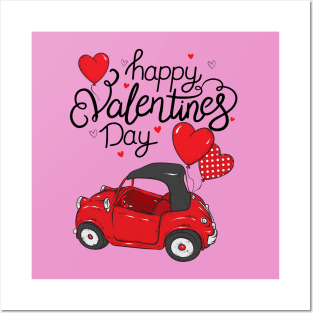 Red Truck With Hearts Happy Valentine's Day Gifts For Girls Women Posters and Art